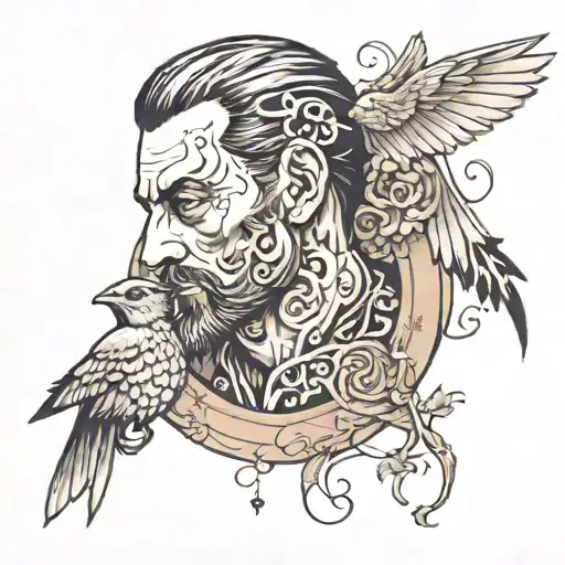 A guy that has lost his fathervand needs to patient and soulmate  tattoo design idea