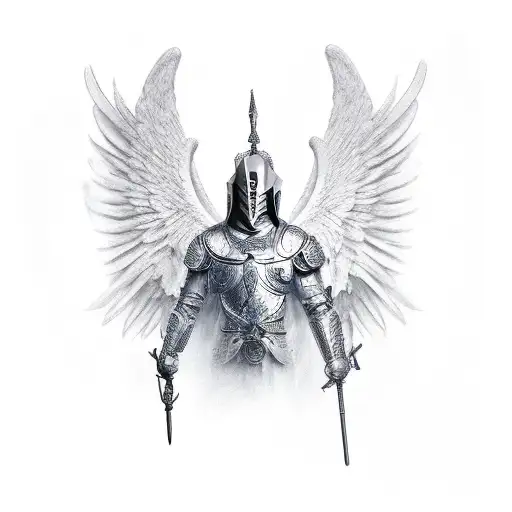 Male Guardian Angel Knight tattoo design idea