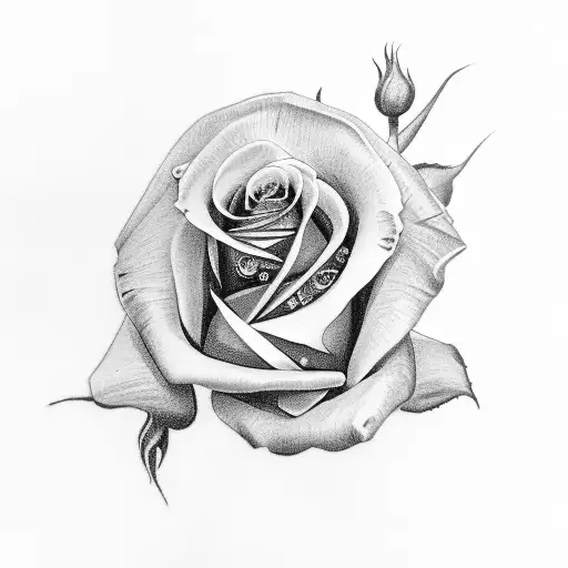 2 bone finger and half rose tattoo design idea