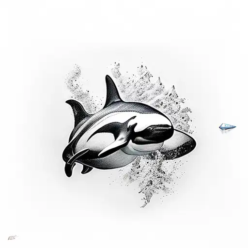 A Black realistic orca tattoo design idea