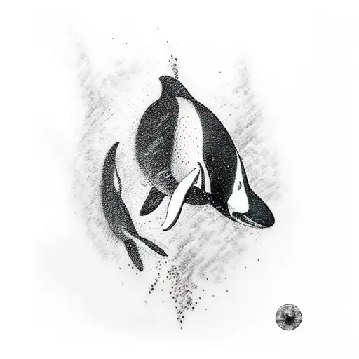 A Black realistic orca tattoo design idea