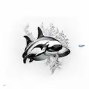 A Black realistic orca tattoo design idea