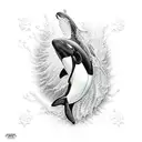 A Black realistic orca tattoo design idea