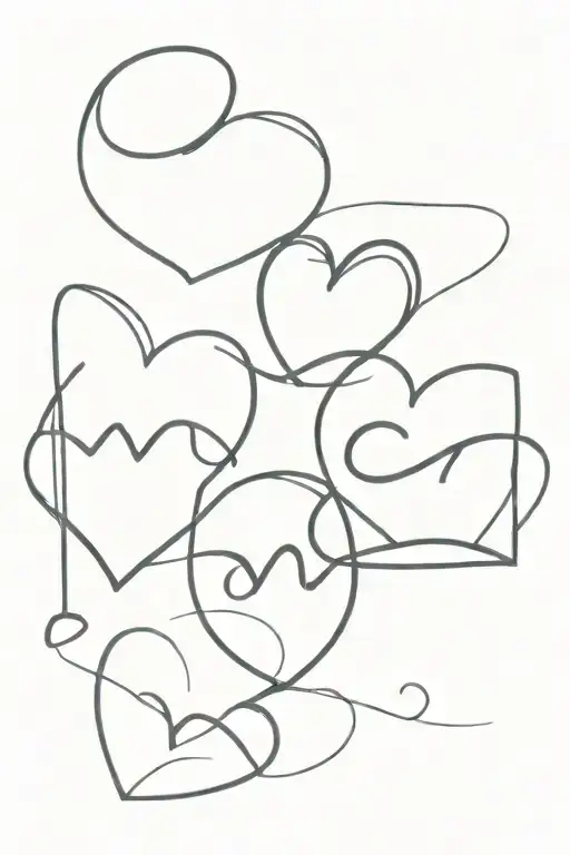 3 linked hearts with initial in each one; E,T,M.  tattoo design idea