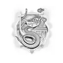 Design a black and grey tattoo depicting a snake intertwined with Egyptian hieroglyphics, symbolizing the power of the oracle tattoo design idea
