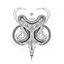 Design a black and grey tattoo depicting a snake intertwined with Egyptian hieroglyphics, symbolizing the power of the oracle tattoo design idea