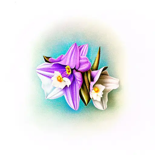 violet, holly, daffodil tattoo design idea