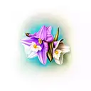 violet, holly, daffodil tattoo design idea