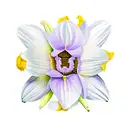 violet, holly, daffodil tattoo design idea