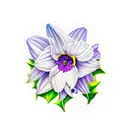 violet, holly, daffodil tattoo design idea
