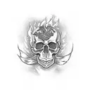 skull eith flames tattoo design idea