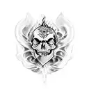 skull eith flames tattoo design idea