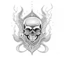 skull eith flames tattoo design idea