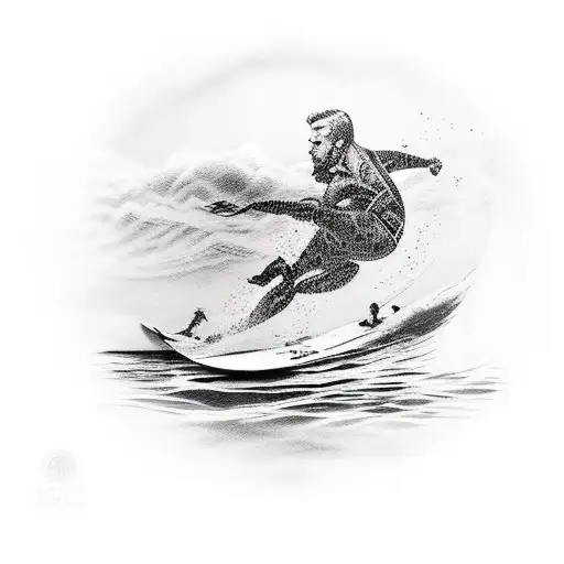 surfing and ocean tattoo design idea