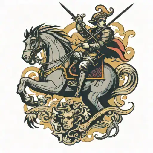 Saint George killing the dragon tattoo design idea