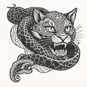 cute cat bite bone snake  tattoo design idea