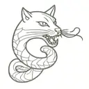 cat bite snake tattoo design idea