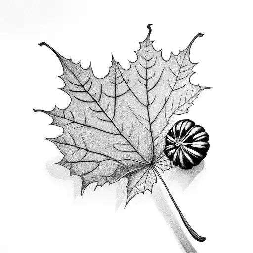 pumpkin and fall leaves tattoo design idea