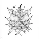 pumpkins and fall leaves tattoo design idea