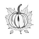 pumpkins and fall leaves tattoo design idea