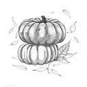pumpkins and fall leaves tattoo design idea