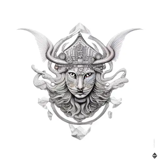 Minerva made of stone tattoo design idea