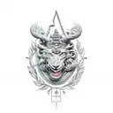 Minerva made of stone tattoo design idea