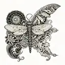 Feather Dragonfly Butterfly tattoo design idea