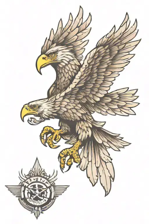 An eagle tattoo symbolizing freedom and adventure, with a unique twist like the eagle wearing a scout uniform tattoo design idea