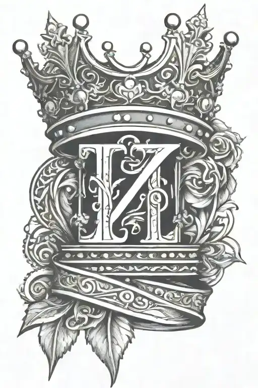 king crown letter z tattoo design idea