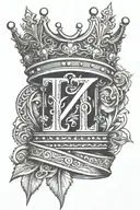 king crown letter z tattoo design idea