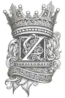 king crown letter z tattoo design idea