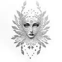 A dotwork tattoo of a woman's face with intricate floral patterns, embodying the client's passion for both feminine beauty and nature tattoo design idea