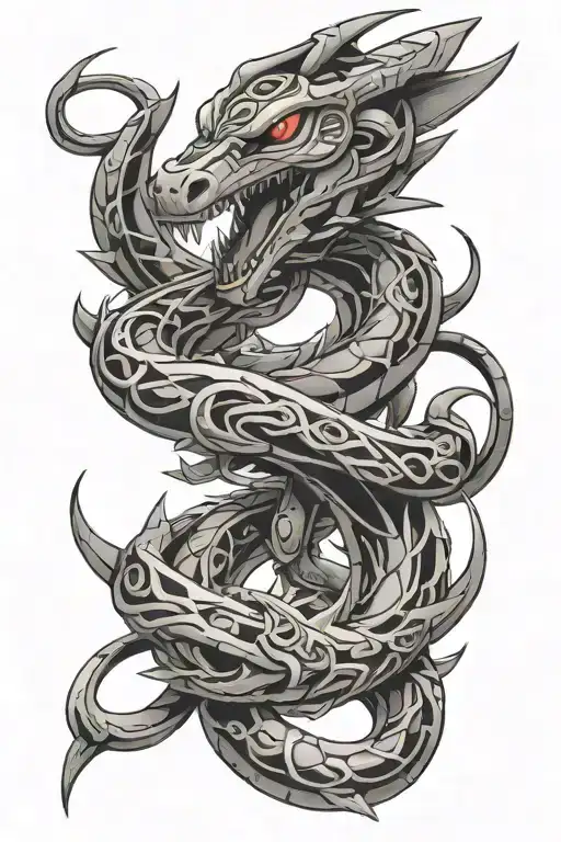 rayquaza in a Mexican style tattoo. upper arm and chest placement.  tattoo design idea