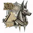 anubis with pyramids tattoo design idea