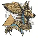 anubis with pyramids tattoo design idea