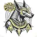 anubis with pyramids tattoo design idea