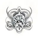 Snake skull roses tattoo design idea