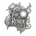 script font surrounded by clouds fire rain tattoo design idea