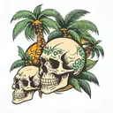 palm tree and skull tattoo design idea