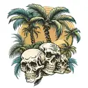 palm tree and skull tattoo design idea