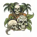 palm tree and skull tattoo design idea