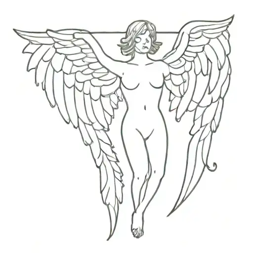 icarus falling angel with feathers tattoo design idea