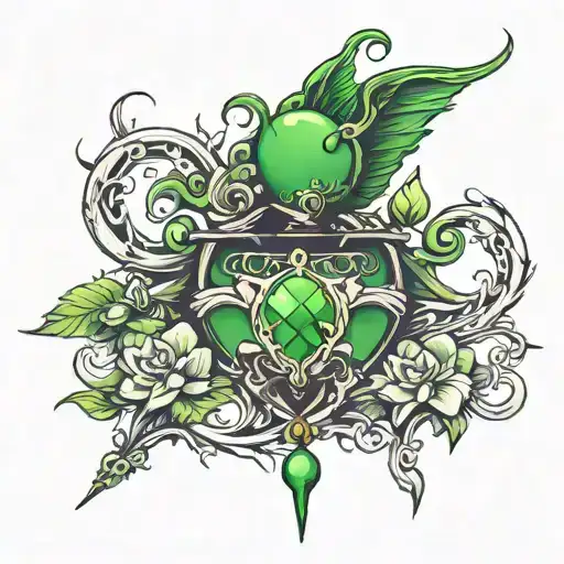 cover up for a green heart. DnD mage desk tattoo design idea