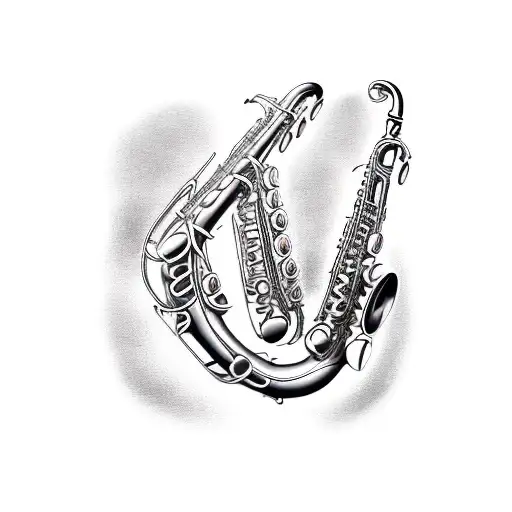three saxophones. Alto, Tenor and Baritone tattoo design idea