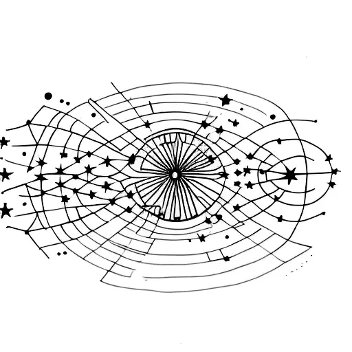 Very minimalistic planets and simple minimalistic stars tattoo design idea