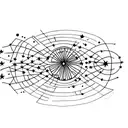 Very minimalistic planets and simple minimalistic stars tattoo design idea