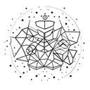 Very minimalistic planets and simple minimalistic stars tattoo design idea