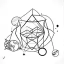 Very minimalistic planets and simple minimalistic stars tattoo design idea