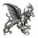based on Hindu  mythology and should containing god winning over devil  tattoo design idea